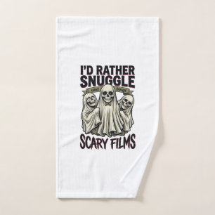 Horror Cuddle Shirt Funny Skull Ghost Movie Night Hand Towel