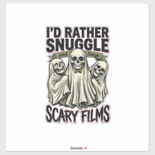 Horror Cuddle Shirt Funny Skull Ghost Movie Night Sticker
