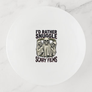 Horror Cuddle Shirt Funny Skull Ghost Movie Night Trinket Tray