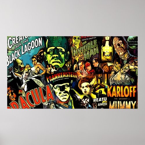 Horror cult universal monsters movies face mask poster