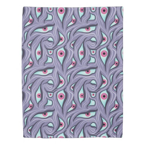 Horror Evil Eyes Purple Pastel Goth Duvet Cover