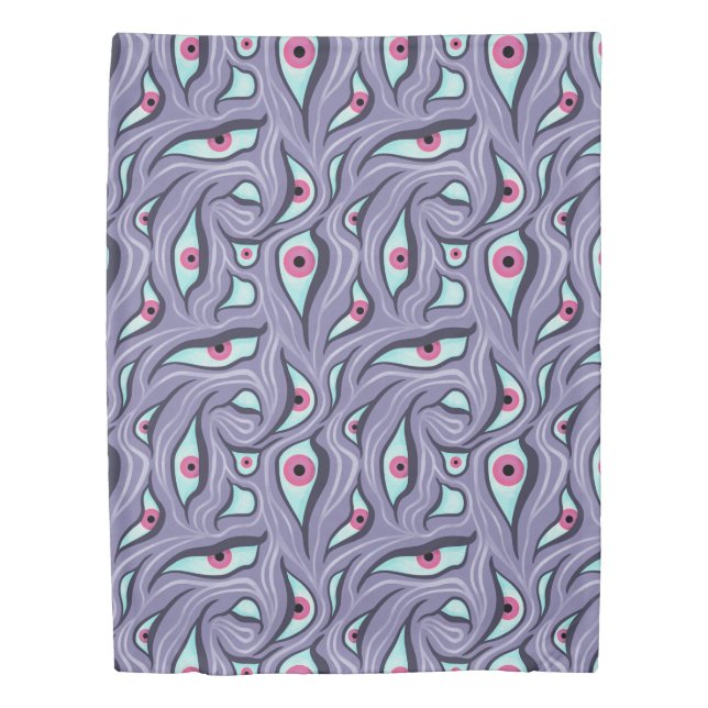 Horror Evil Eyes Purple Pastel Goth Duvet Cover (Front)