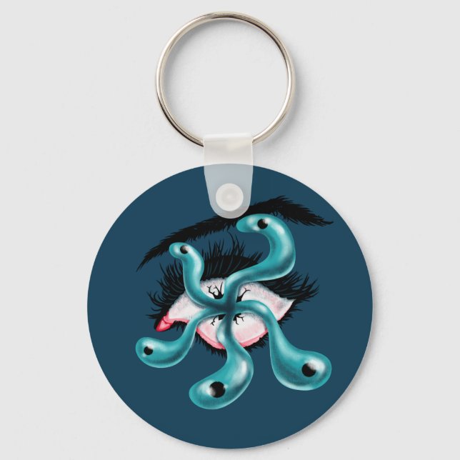 Horror eye tentacle monster weird goth keychain (Front)