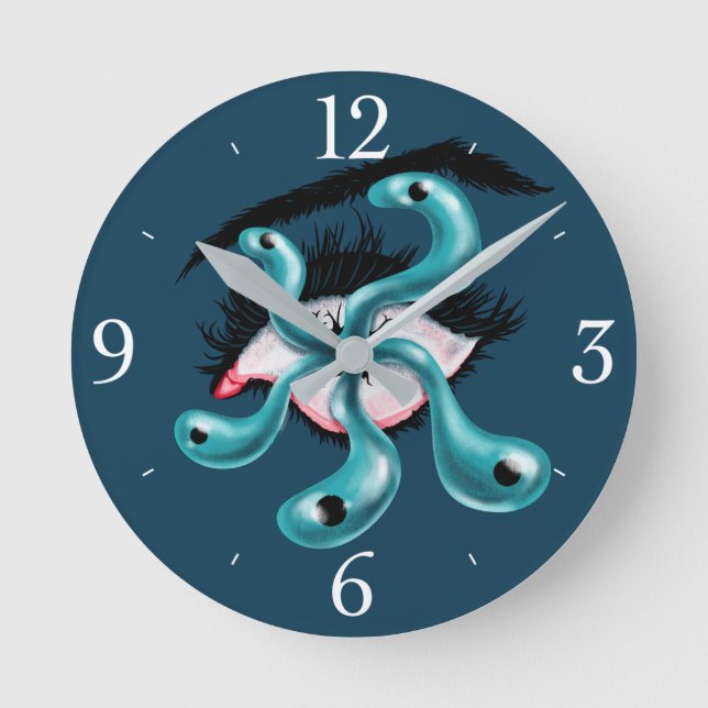 Horror eye tentacle monster weird goth round clock (Front)