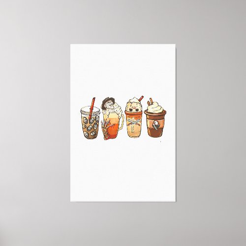 Horror Fall Coffee Pumpkin Spice Latte Iced Autumn Canvas Print