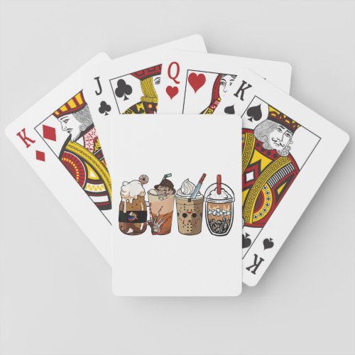Horror Fall Coffee Pumpkin Spice Latte Iced Autumn Playing Cards