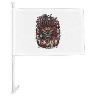 Horror Fan Club Halloween Demon Face Skulls Film R Car Flag