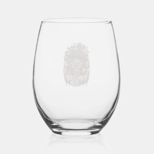 Horror Fan Club Halloween Demon Face Skulls Film R Stemless Wine Glass