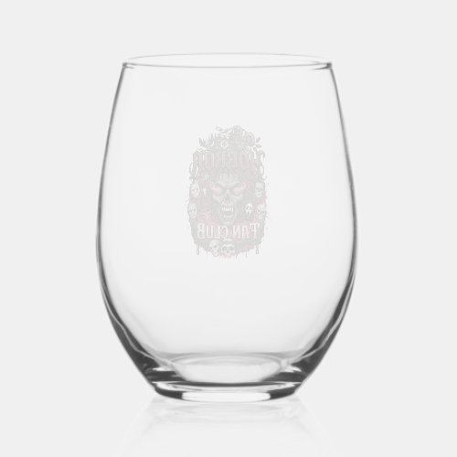 Horror Fan Club Halloween Demon Face Skulls Film R Stemless Wine Glass