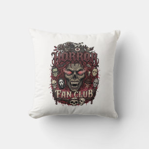 Horror Fan Club Halloween Demon Face Skulls Film R Throw Pillow