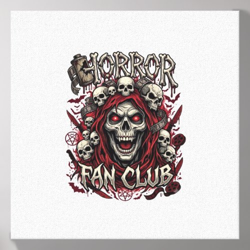 Horror Fan Club Halloween Screaming Skull Red Hood Canvas Photo Tile
