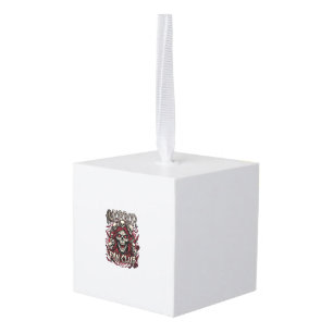 Horror Fan Club Halloween Screaming Skull Red Hood Cube Ornament