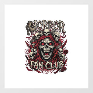 Horror Fan Club Halloween Screaming Skull Red Hood Floor Decals