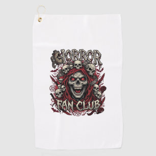 Horror Fan Club Halloween Screaming Skull Red Hood Golf Towel