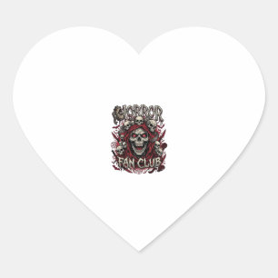 Horror Fan Club Halloween Screaming Skull Red Hood Heart Sticker