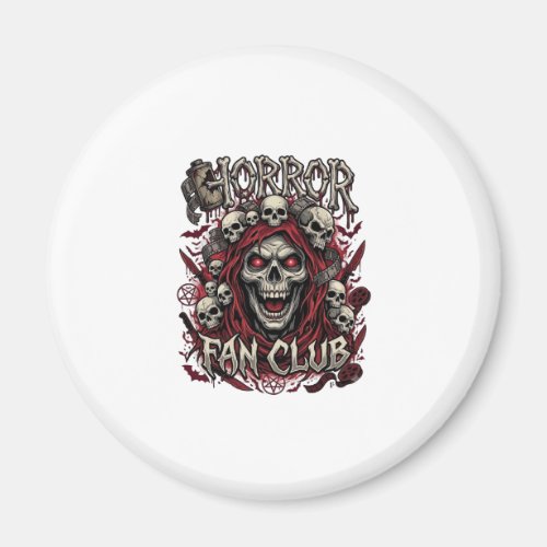 Horror Fan Club Halloween Screaming Skull Red Hood Magnet