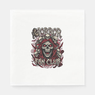 Horror Fan Club Halloween Screaming Skull Red Hood Napkins