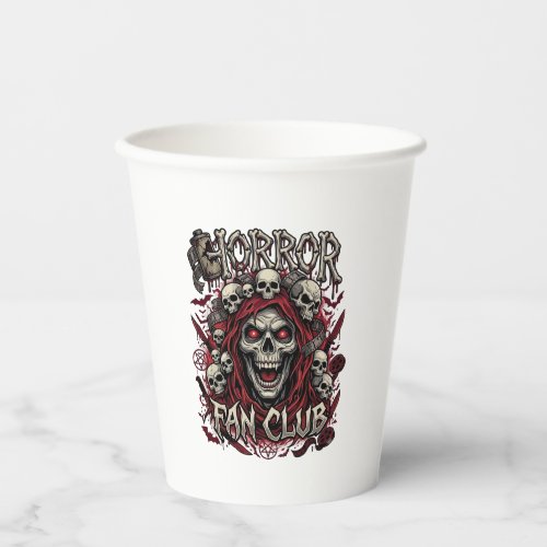 Horror Fan Club Halloween Screaming Skull Red Hood Paper Cups