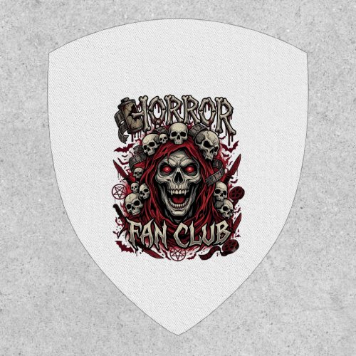 Horror Fan Club Halloween Screaming Skull Red Hood Patch