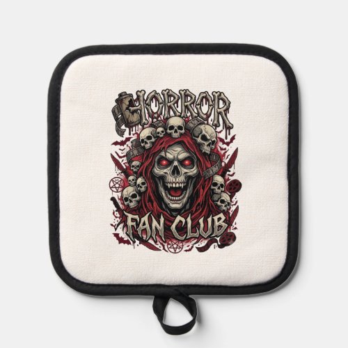 Horror Fan Club Halloween Screaming Skull Red Hood Pot Holder