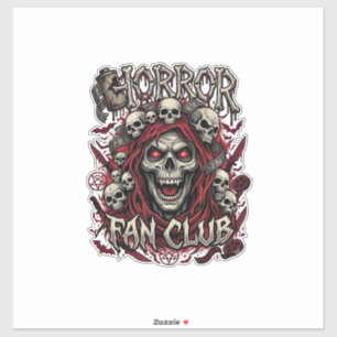 Horror Fan Club Halloween Screaming Skull Red Hood Sticker