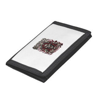 Horror Fan Club Halloween Screaming Skull Red Hood Tri-fold Wallet