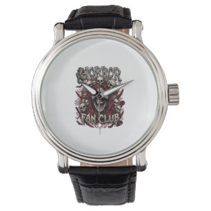 Horror Fan Club Halloween Screaming Skull Red Hood Watch