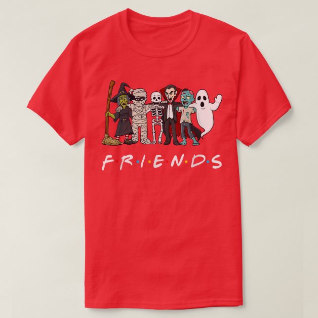 Horror Friends Skeleton Zombie Pumpkin Mommy Hallo T-Shirt (Design Front)