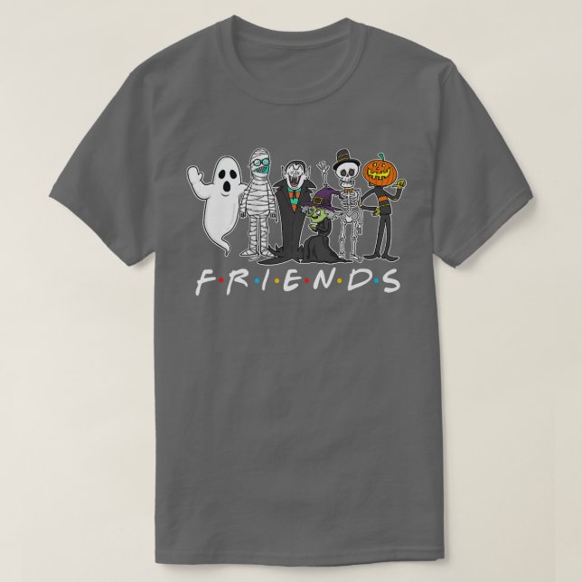 Horror Friends Skeleton Zombie Pumpkin Mummy Hallo T-Shirt (Design Front)