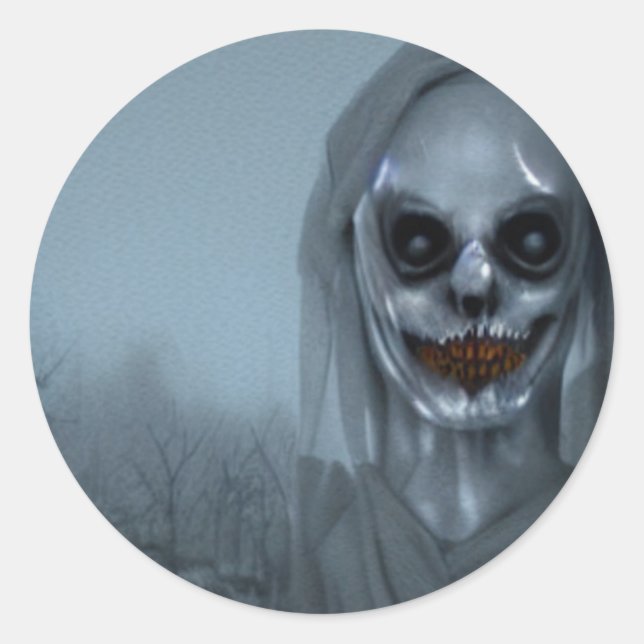 Horror Ghost  skull scary Classic Round Sticker (Front)