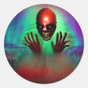 Horror Ghost skull scary Classic Round Sticker