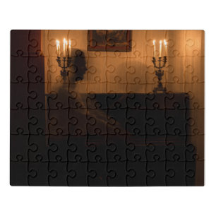Horror ghosts in room. dancing couple jigsaw puzzle