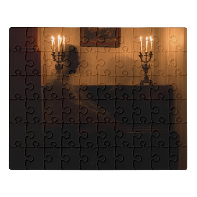 Horror ghosts in room. dancing couple jigsaw puzzle (Puzzle Horizontal)