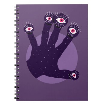 Horror Goth Purple Creepy Hand Weird Eyes Notebook by borianag at Zazzle