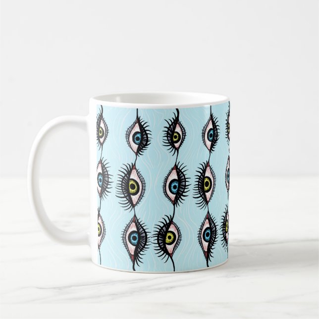 Horror gothic creepy witchy eyes coffee mug (Left)