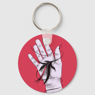 Horror Gothic Hand Biting Flower Monster Macab Art Keychain