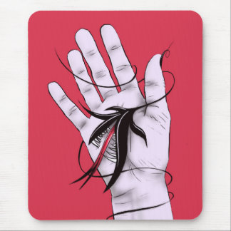 Horror Gothic Hand Biting Flower Monster Macab Art Mouse Pad