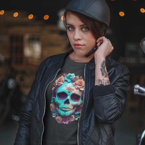 Horror Gothic Mexican Day Of Dead Candy Skull T_Shirt