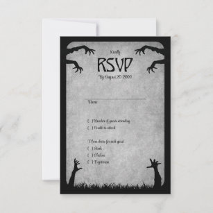 Horror Gray Halloween Zombie Movie Wedding RSVP Card