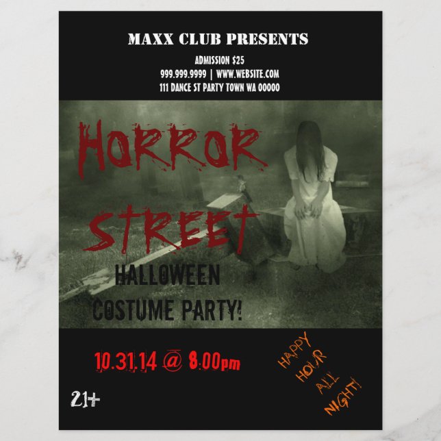 Horror Halloween Party Event Announcement Flyer (Front)