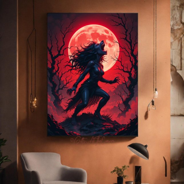 Horror Halloween Werewolf Lady Full Moon  Acrylic Print (Creator Uploaded)