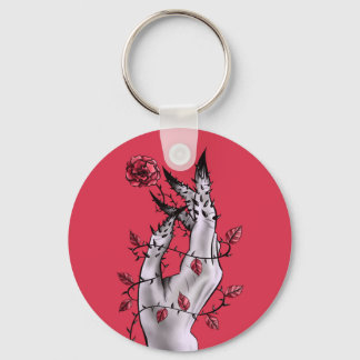 Horror Hand With Roses Gothic Dark Fantasy Keychain