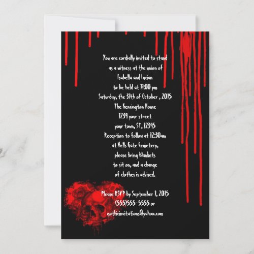 Horror Heart Skull Goth Wedding Invitation