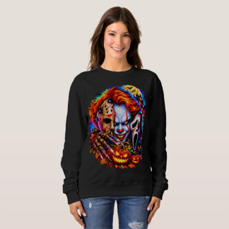 Horror Icons Collage Spooky Halloween Mask Art Sweatshirt