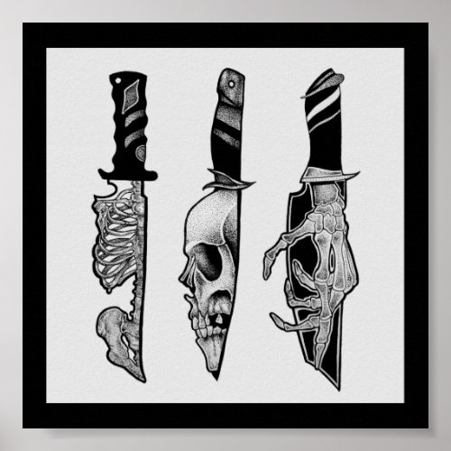 Horror knives dotwork style _ print