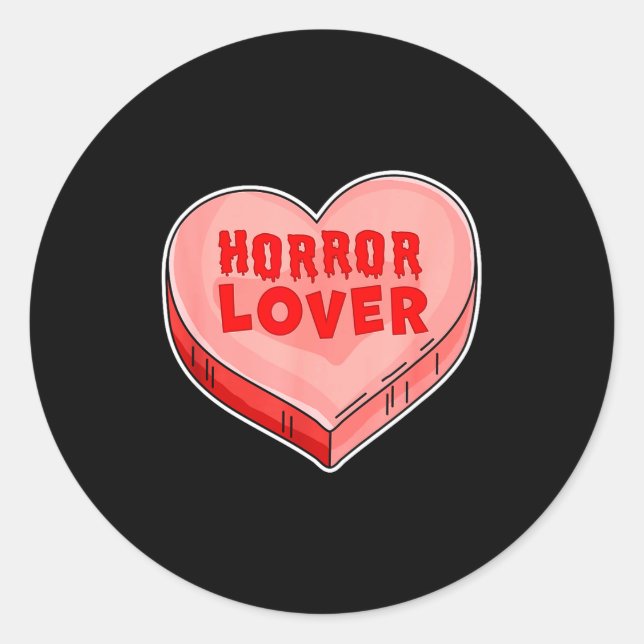 Horror Lover Candy Heart Valentines Day Halloween  Classic Round Sticker (Front)