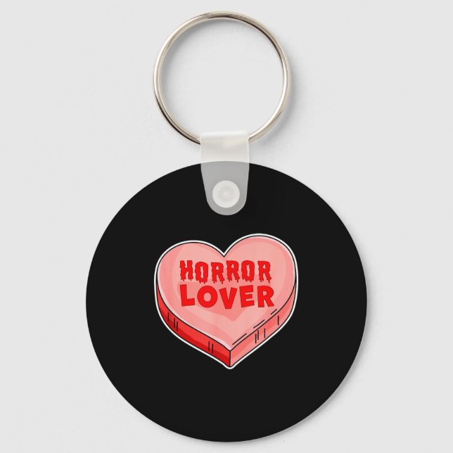 Horror Lover Candy Heart Valentines Day Halloween  Keychain (Front)
