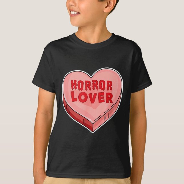 Horror Lover Candy Heart Valentines Day Halloween  T-Shirt (Front)