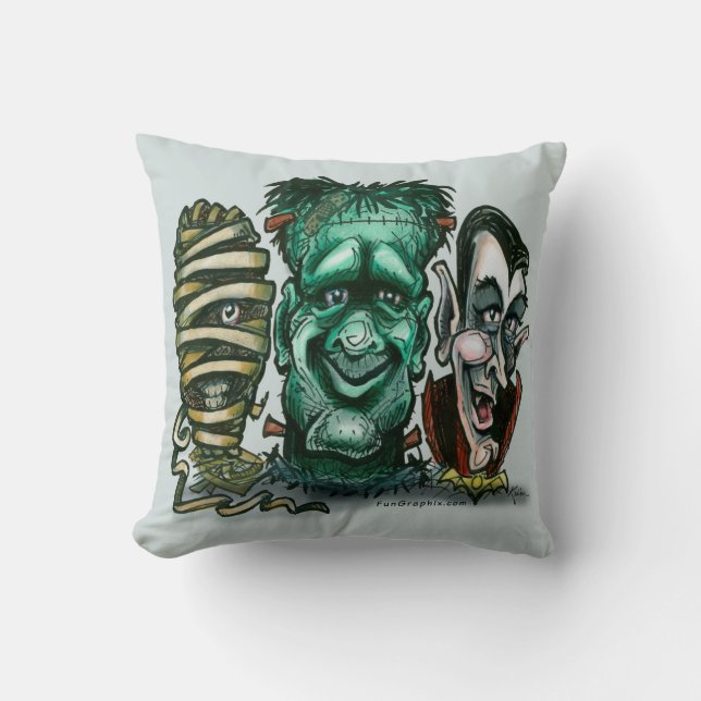 Horror Monsters Throw Pillow (Front)