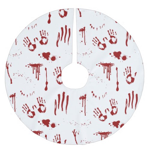 Horror Movie Blood Splatter Bloody Handprints Brushed Polyester Tree Skirt
